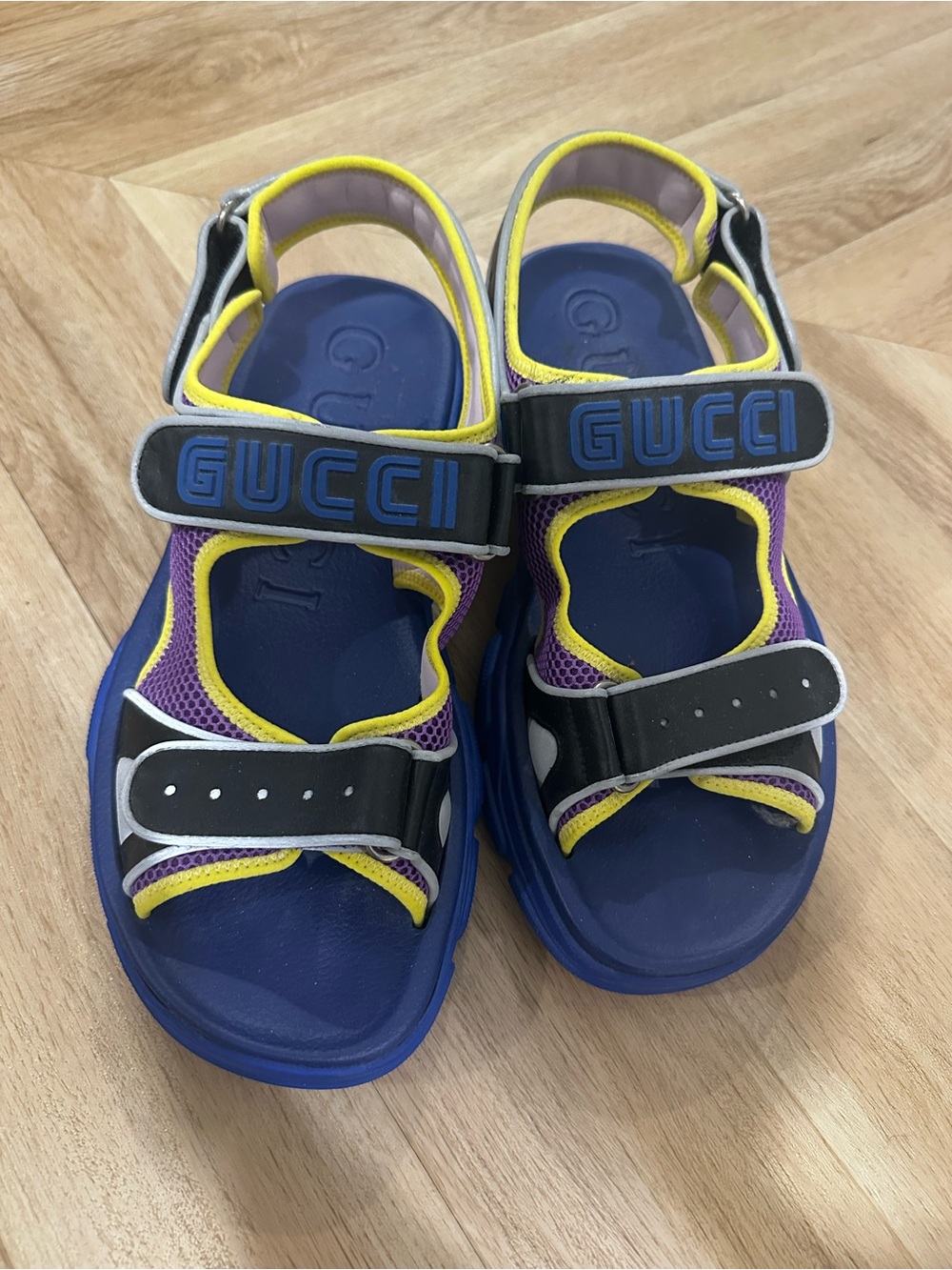 Gucci Blue, Purple & Yellow Kids Sport Sandals